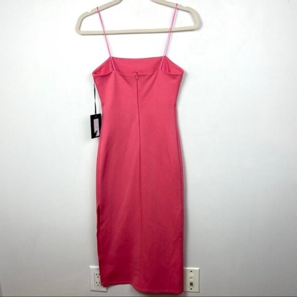 NWT 4SI3NNA Soren Sleeveless Side Slit Dress Neon Pink Size XS New With Tag Midi - Picture 8 of 9